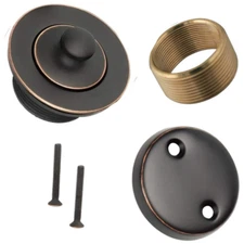 Bathtub Tub Drain Assembly  Conversion Kit , 2 Hole, All Brass Construction