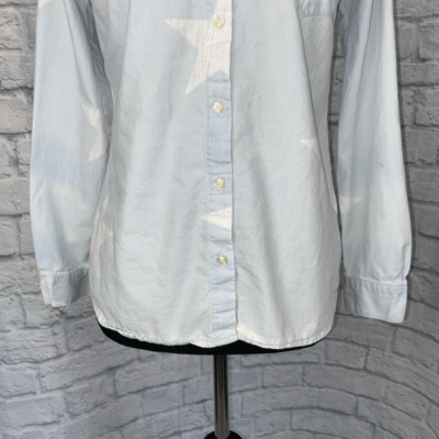 Chemise Old Navy Denim Classique - Imprimé étoiles Blanches, Taille S, Bleu Clair, Manches Longues