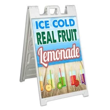 ICE COLD REAL FRUIT LEMONADE Signicade 24x36 Aframe Sidewalk Sign Banner Decal