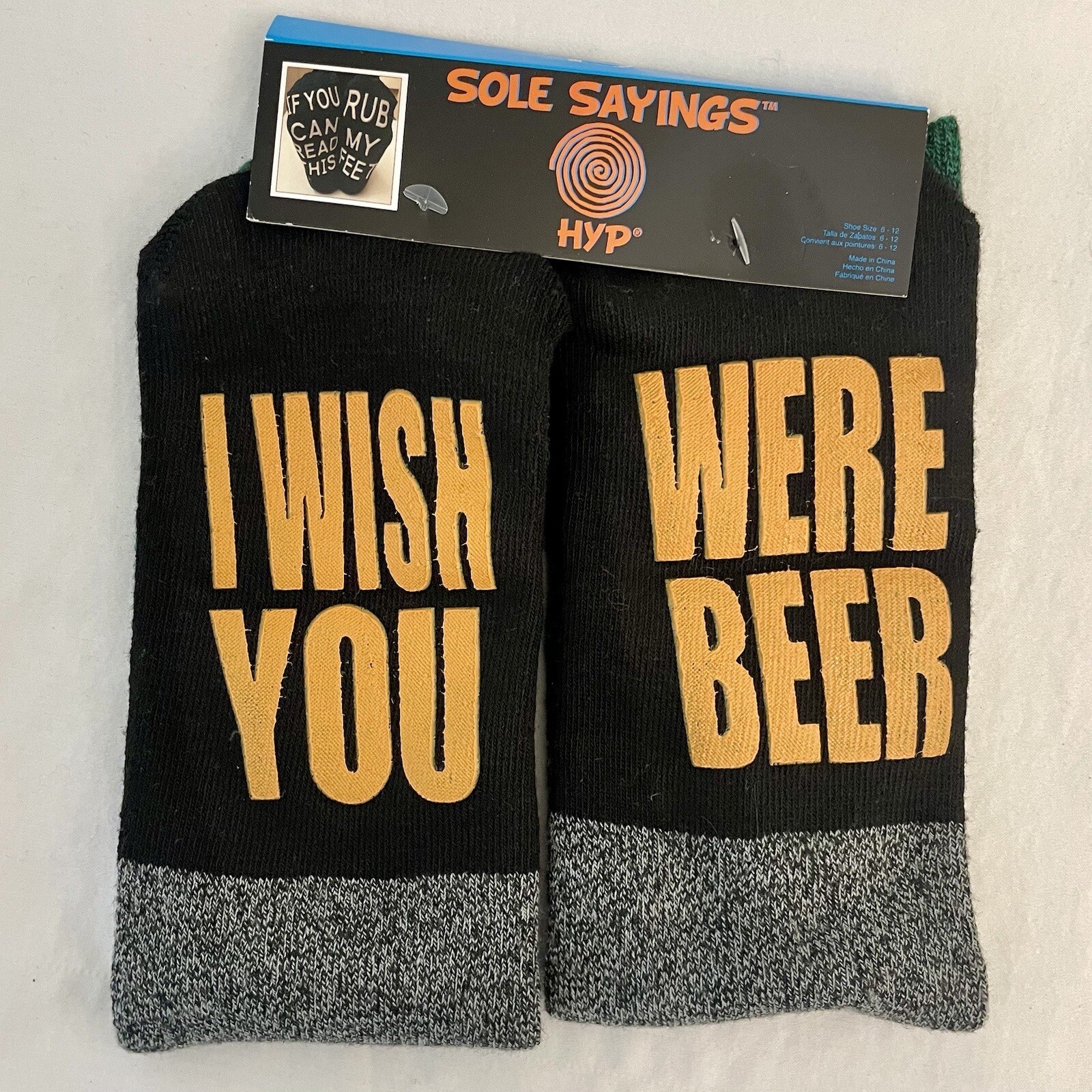 SAOLA Calze da uomo Sole Sayings HYP ""I Wish You Were Beer"" Nuove con etichette