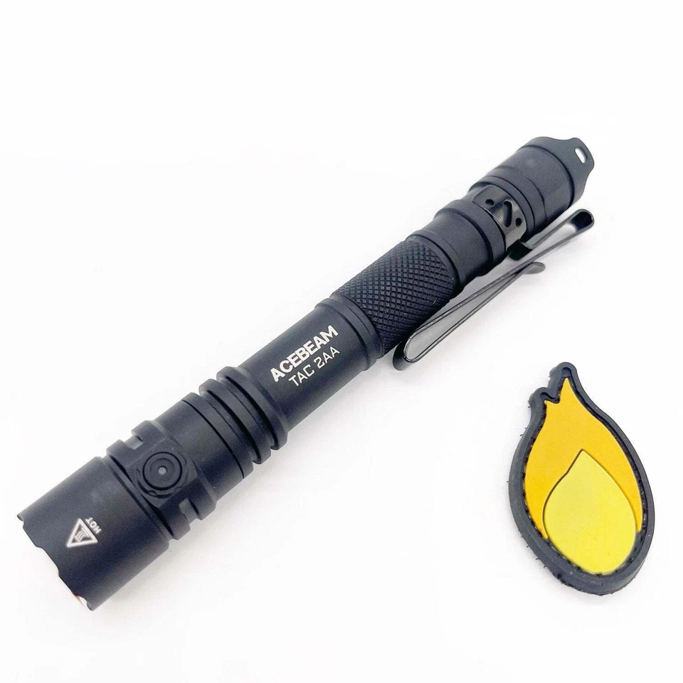 Acebeam TAC 2AA 1600 Lumen Dual Switch Tactical Pen Style Flashlight USB-C BLACK