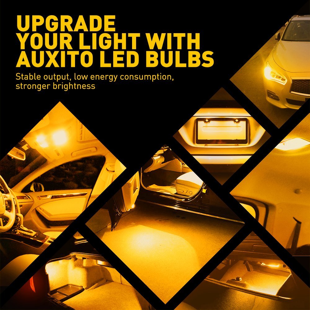 10X AUXITO Amber 175 2825 Light Bulb Super Bright 168 194 T10 LED Parking 3000K
