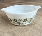 Pyrex Spring Blossom 412 White Milk Glass Mixing Bowl 12in w/ Handles