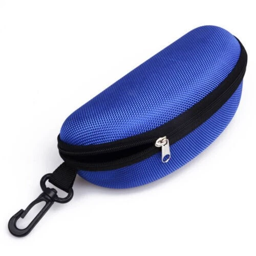 1PCS Portable Sunglasses Eyeglasses Case Zipper Hard Shell Box With Clip Black - Image 3 of 4
