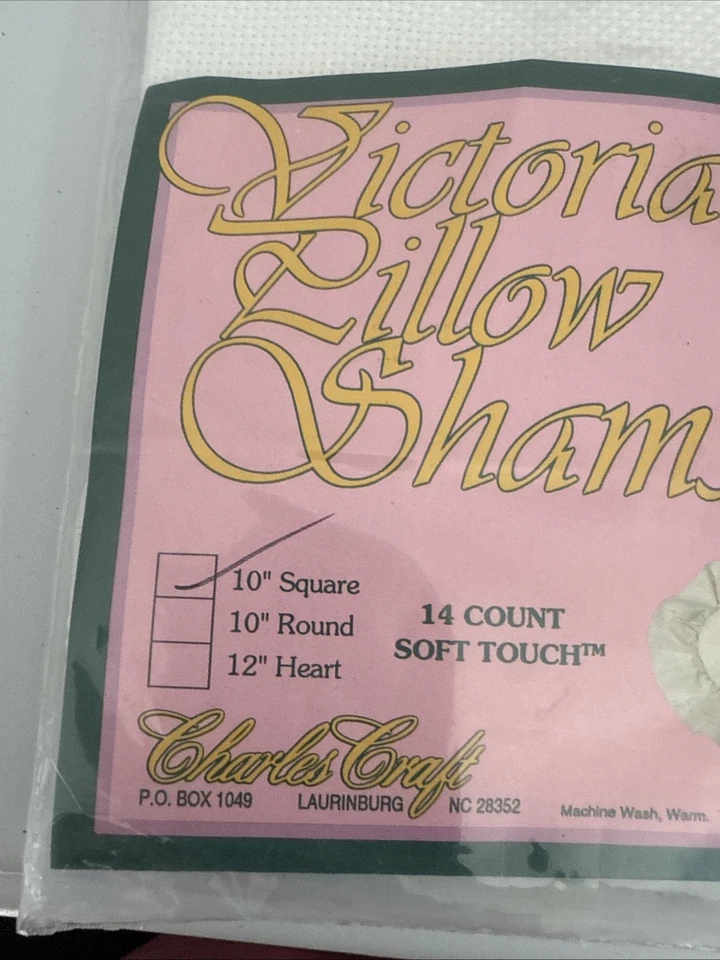 14ct Victorian Pillow Sham Charles Craft Square Ecru Cross Stitch-Lot Of 2 - Image 3 of 4