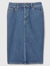 NWT GAP Women's Stretch Denim Midi Pencil Skirt-Medium Indigo-Size 27/4