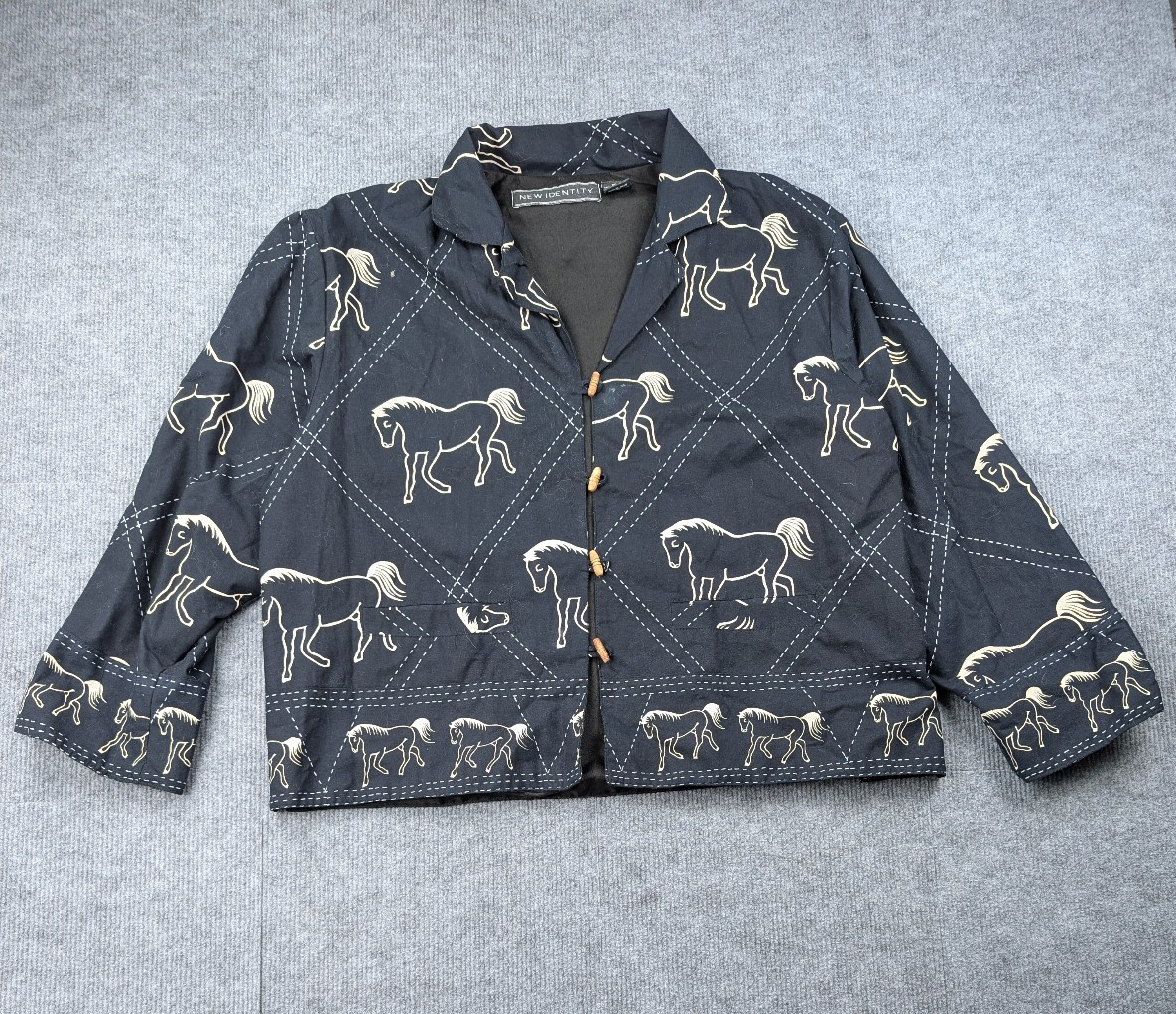 New Identity Chore Coat Womens XL Vintage Horse Graphic Utility Equestrian Barn