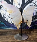 Beautiful Hand Carved Agate Crystal Butterfly Wings With  Stand