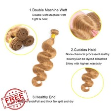  27 Honey Blonde Body Wave Human Hair 3 Bundles 24" Remy