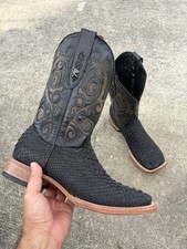 Men  s Python Snake Leather Boots. Square Toe Cowboy Boots. Bota De Piel Piton