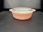 Vintage Pyrex Pink Gooseberry 471 Small Casserole Dish 1 Pint W/ Lid USA