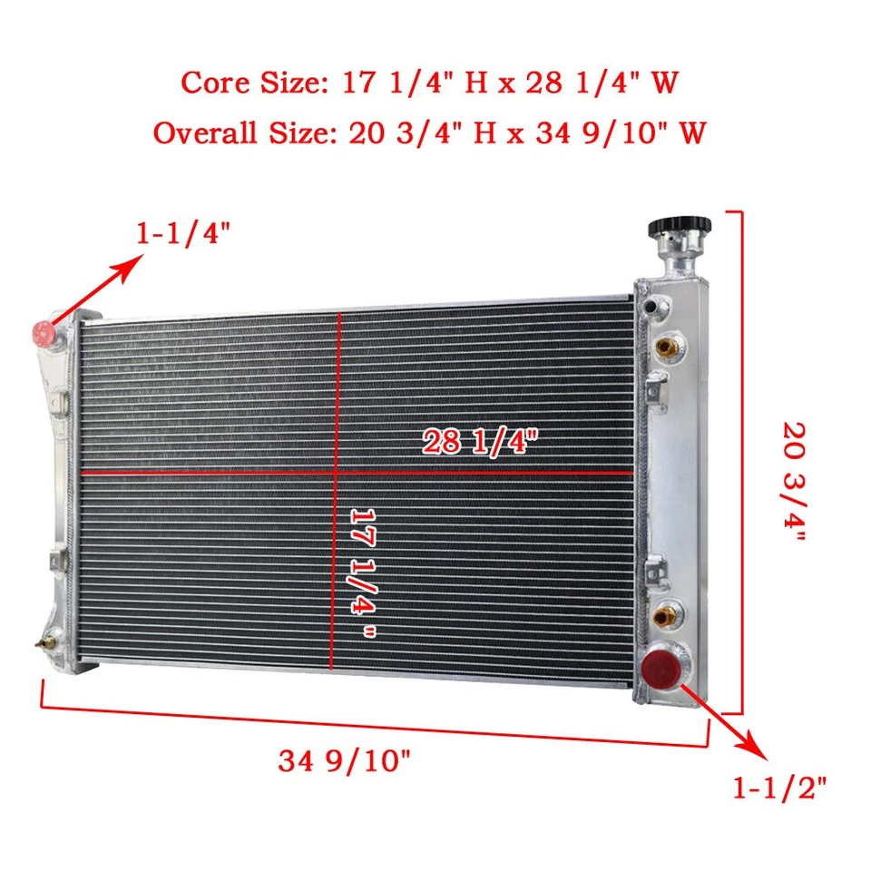4-Row Aluminum Radiator+Shroud Fan For 1988-1995 Chevy C/K 1500,2500,3500 5.0L — 第 2/4 张图片