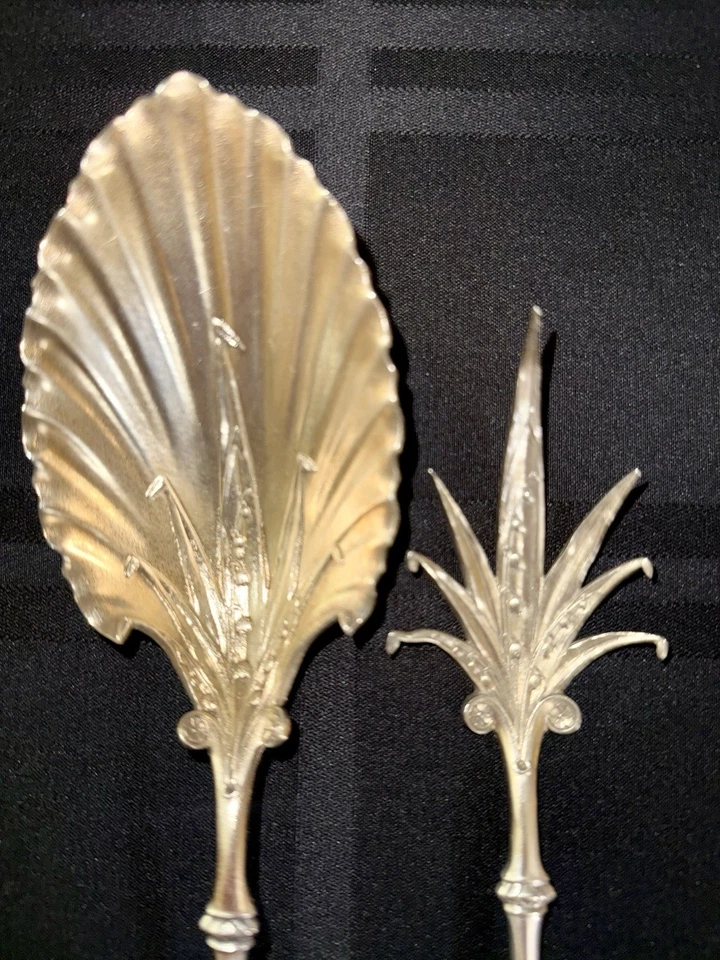 Gorham Lily Aka 88 纯银 WA 生菜叉服务勺子 单色 罕见 — 第 2/4 张图片