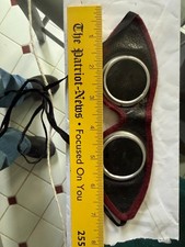 Vintage Leather Style Steampunk Green Glass Cycle, snow, welding Goggles