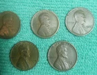 Lot of 5 Lincoln Wheat Small Cent BN Circulated 1920,1925,1926,1936-D,1937-D