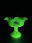 Fenton Dianthus Custard Compote 6 Inch Excellent Condition Signed BWC