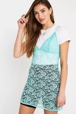 UO Urban Renewal Made From Remnants Lace Mini Dress Size S Sky Blue rrp £29