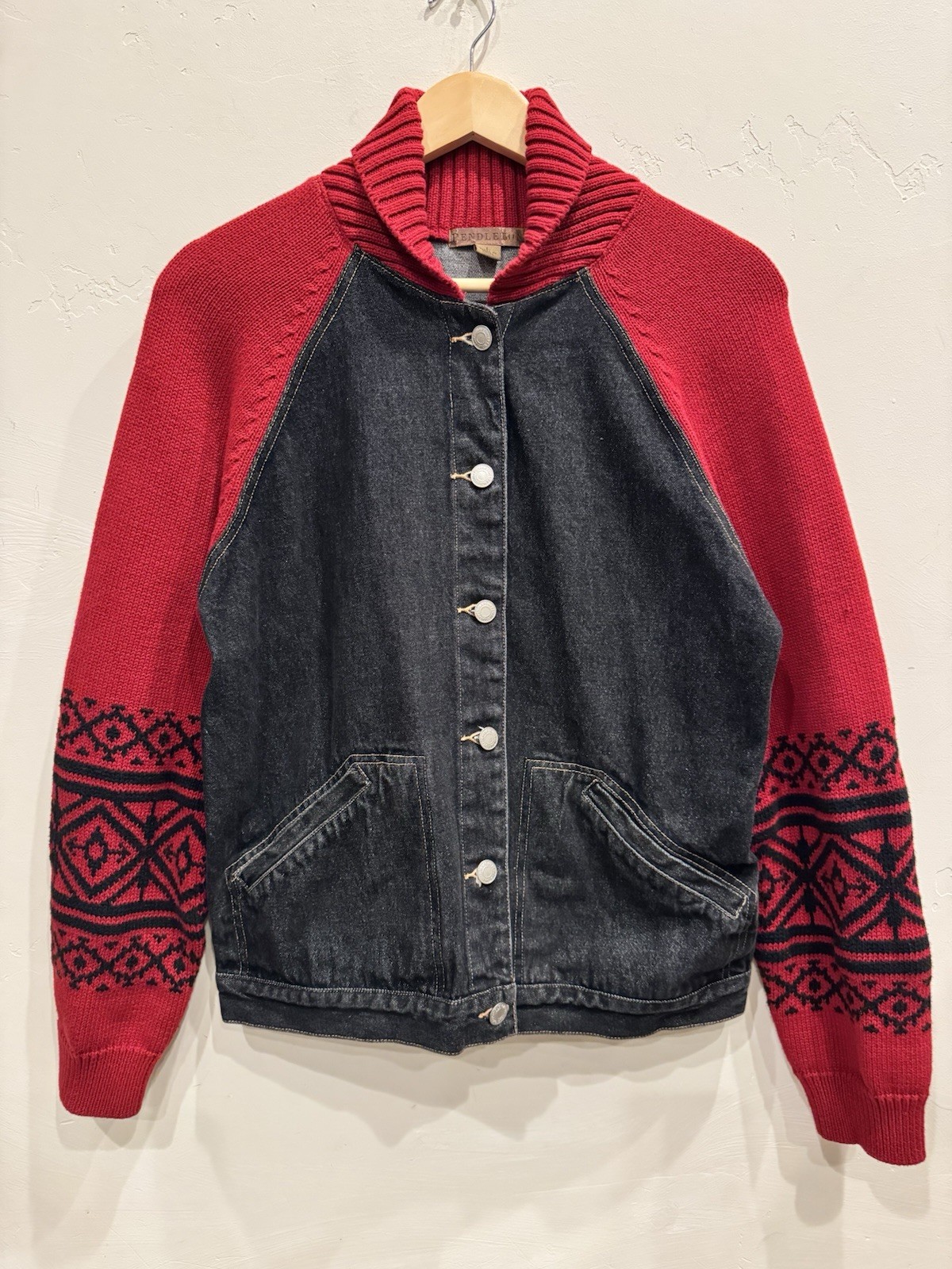 Pendleton Western Jacket Patterned Knit Sleeves E… - image 1