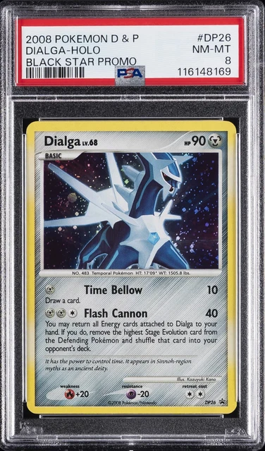 2008 POKEMON DIAMOND & PEARL BLACK STAR PROMO #DP26 DIALGA-HOLO PSA 8