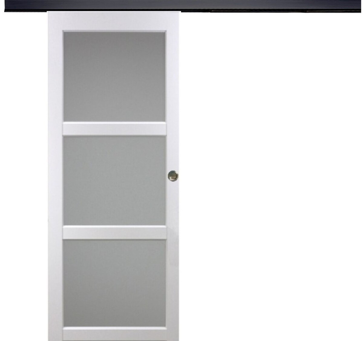 Porte coulissante Kenya vitrée design minimaliste blanc et noir H204 cm