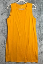 Eileen Fisher Dress Medium Yellow Organic Cotton Stretch Sleeveless Minimalist