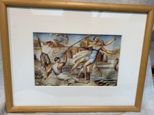 The Fishing Party 1925 Jean Despujols Framed Art Print Joyful Leisure Waterside