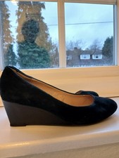M&S FOOTGLOVE 4.5  standard width wedge shoes black leather suede VGC!!