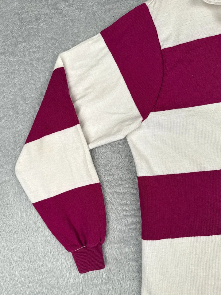 Neil Martin Polo Hombre Extra Grande Rosa Blanco Rayas Algodón Jersey Rugby Foto 3 de 4