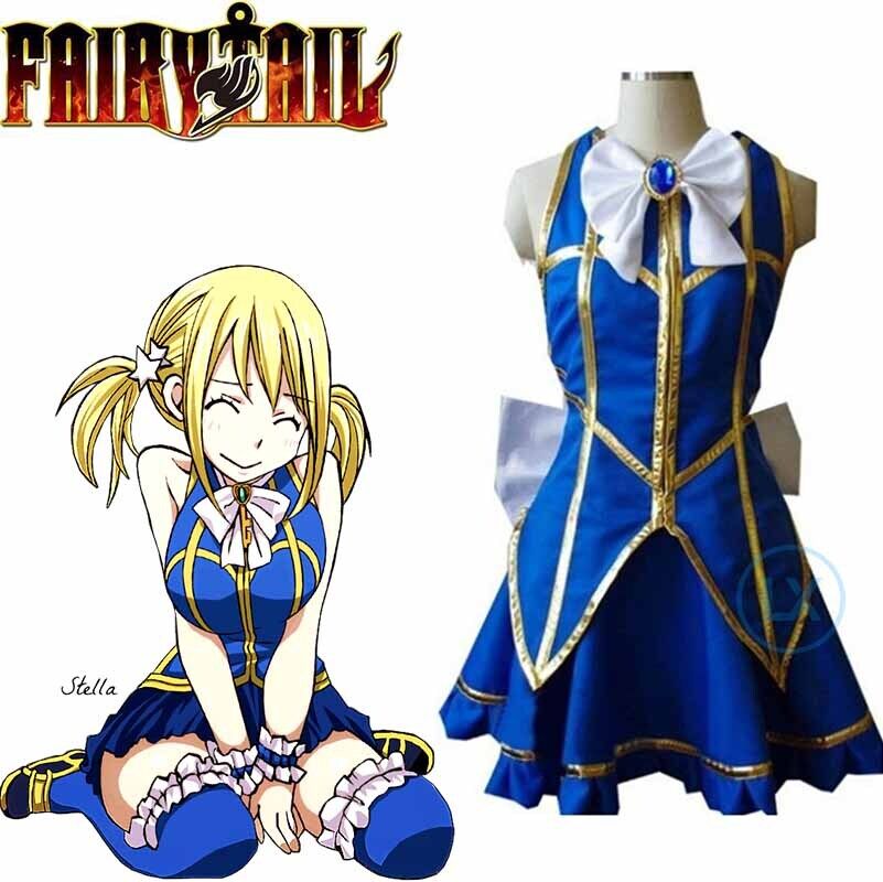 Anime Fairy Tail Cosplay Costume Lucy Heartfilia Backless Polyester Adult  Women