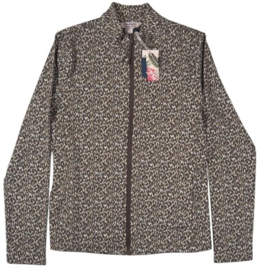 NWT Tommy Bahama Full Zip Interlock Yoga Jacket XS S M L XL Leopard Pockets  B5