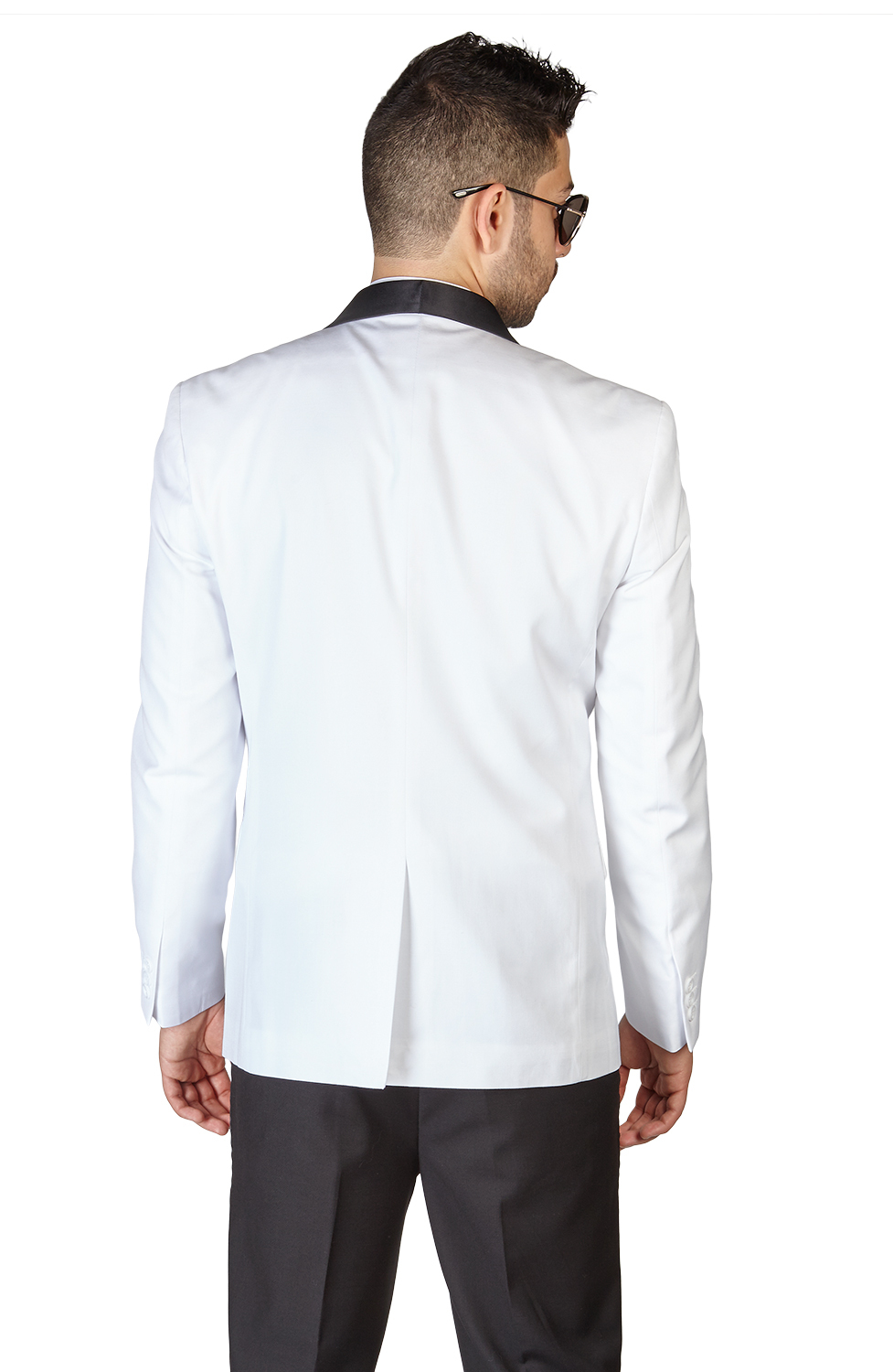 Slim Fit 1 Button Shawl Lapel White Tuxedo With Black Pants By AZAR 4030-1