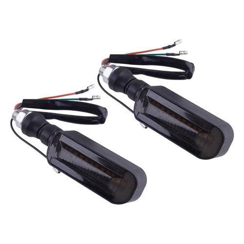 2x LED Motorcycle Turn Signal Blinker Lights – Amber, Black Aluminum Housing, Universal