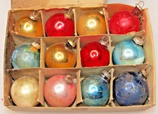 Lot Vintage Glass Feather Tree Colorful BALL Mini Christmas Ornaments Japan
