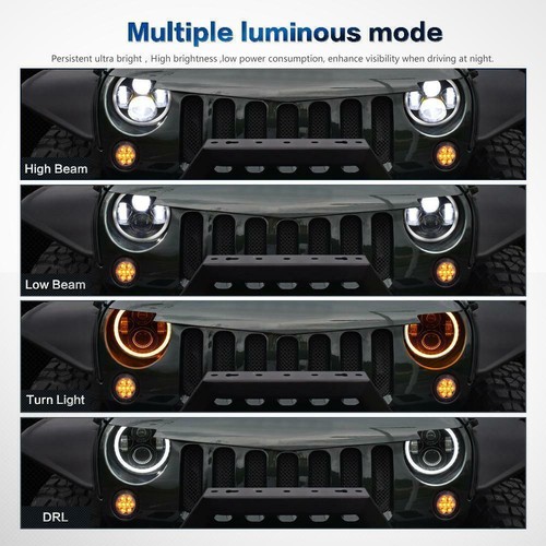 Black 2PC 7" Round LED Headlights w/ Turn Signal for Old-smobile Cutlass Supreme - Picture 10 of 12