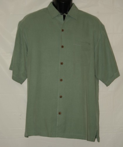Tommy Bahama M green knit silk shirt Short Sleeve - Picture 2 of 7