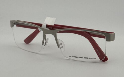 AUTHENTIC PORSCHE DESIGN Eyeglasses P’8230 B Half-Rim Eyewear Silver/Red 57mm - Picture 8 of 14
