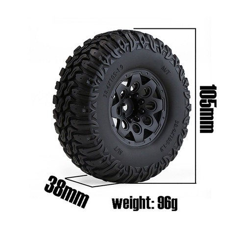 105MM 1.9 Inch Tire Wheel Rubber Tires for 1/10 Trx-4 AXIAL SCX10 D90 CC01 - Picture 4 of 7