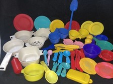Pretend Play Food Dishes Utensil Set for Kids Make Believe Lot Calendar Pots