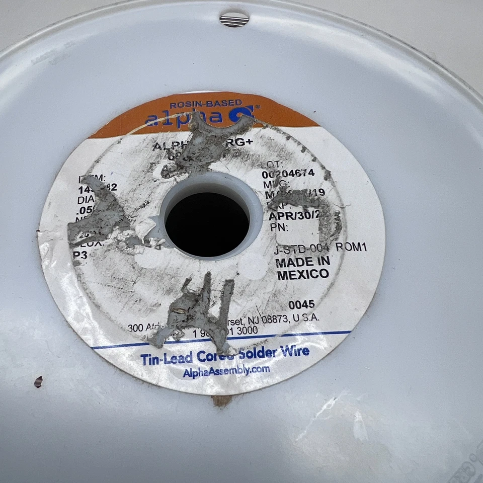 Rollo de 20 libras de soldadura Alpha NRG+ alambre de estaño y plomo colofonia 0,050 diámetro J-STD-004 ROM1 Foto 3 de 3