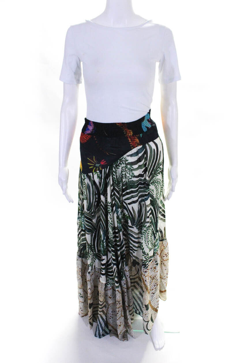 Mimi Liberte Womens Proto Mix Leaf Print Maxi Skirt Multicolor Silk Size FR 44