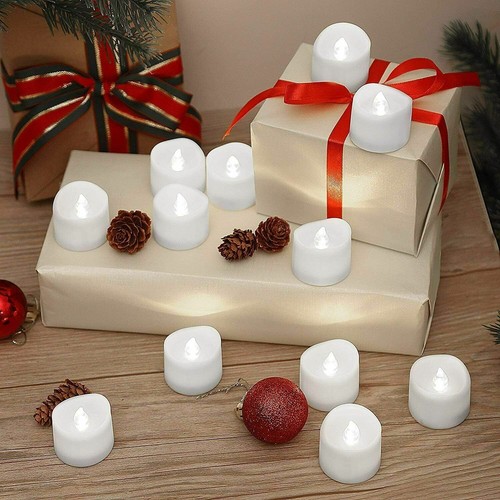 12pcs LED Tea Lights Candles Flameless with 100pcs Fake Rose Petals Cool White - Picture 12 of 12