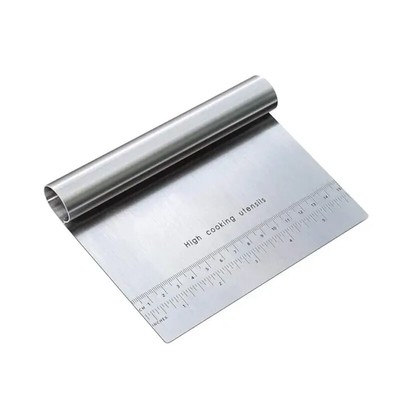 Stainless Dough Scraper Pizza Cutter With Measuring Scale Multipurpose Knife New