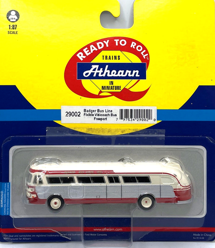 HO ATHEARN 29002 FLXIBLE VISICOACH BUS BADGER BUS LINE FREEPORT