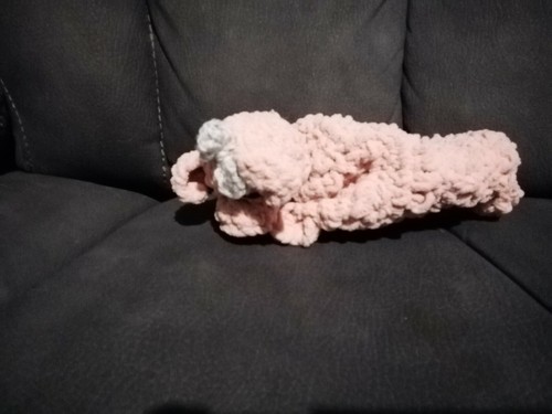 Handmade crocheted pig lovey comforter grey bow - Picture 2 of 2