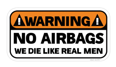Warning no airbags sticker weatherproof bumper vinyl decal