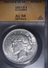 1927-D Peace Silver Dollar ANACS AU58, Good Solid Coin