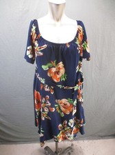 Shein Curve Size 2XL Womens Floral Tie Square Neck Short Sleeve Flare Dress 400