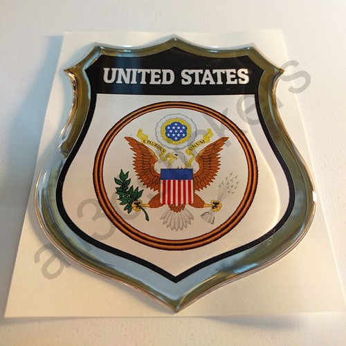 Adesivi Stati Uniti d'America Scudetto USA 3D Emblema Stemma Resinato Vinile - Picture 3 of 3