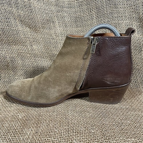 Madewell Two Tone Leather Suede Brown Booties Western Boots 7.5 READ SCUFF - Picture 4 of 12