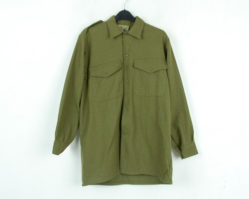 British Army 70s Shirt Herren S Combat Wool light Field Green Military GB UK VTG